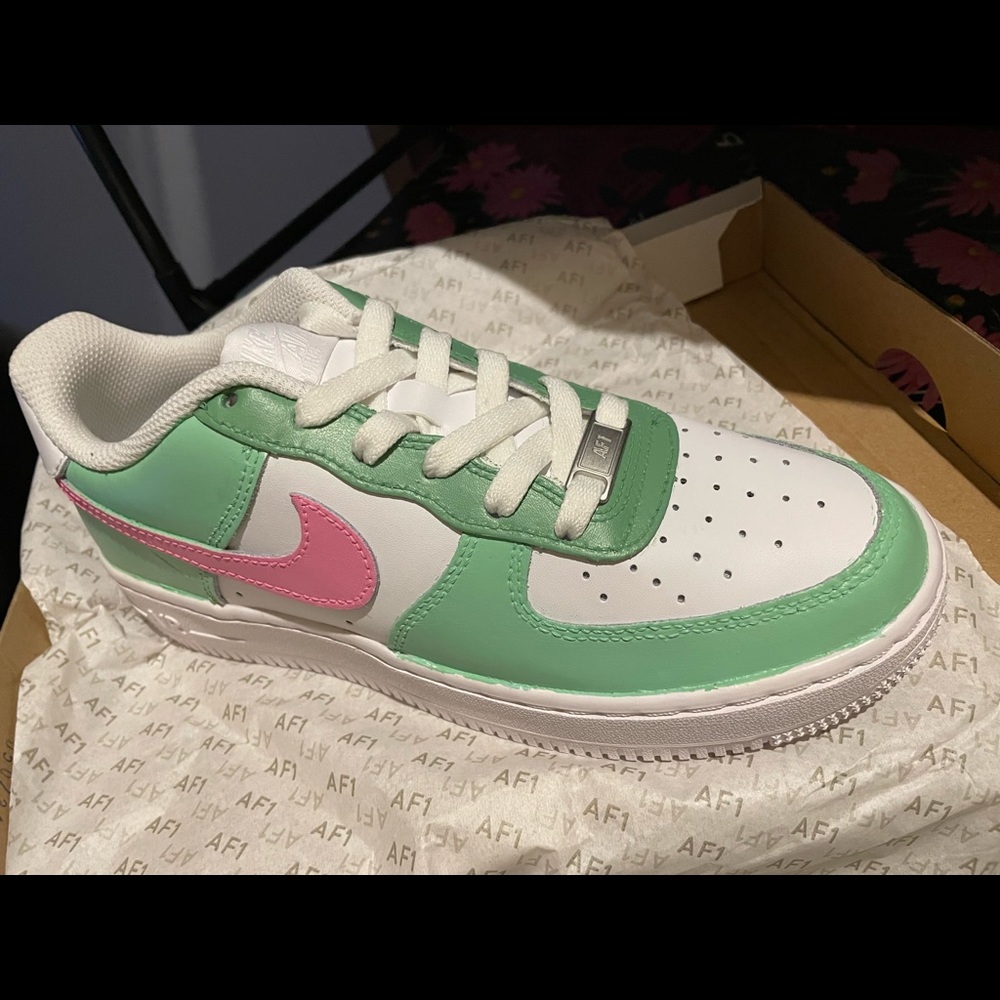 Nike Air Force 1 Spruce Aura Pink Custom